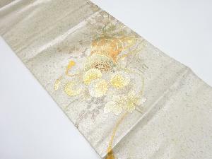 箔置き　鼓に菊・楓・枝梅模様袋帯